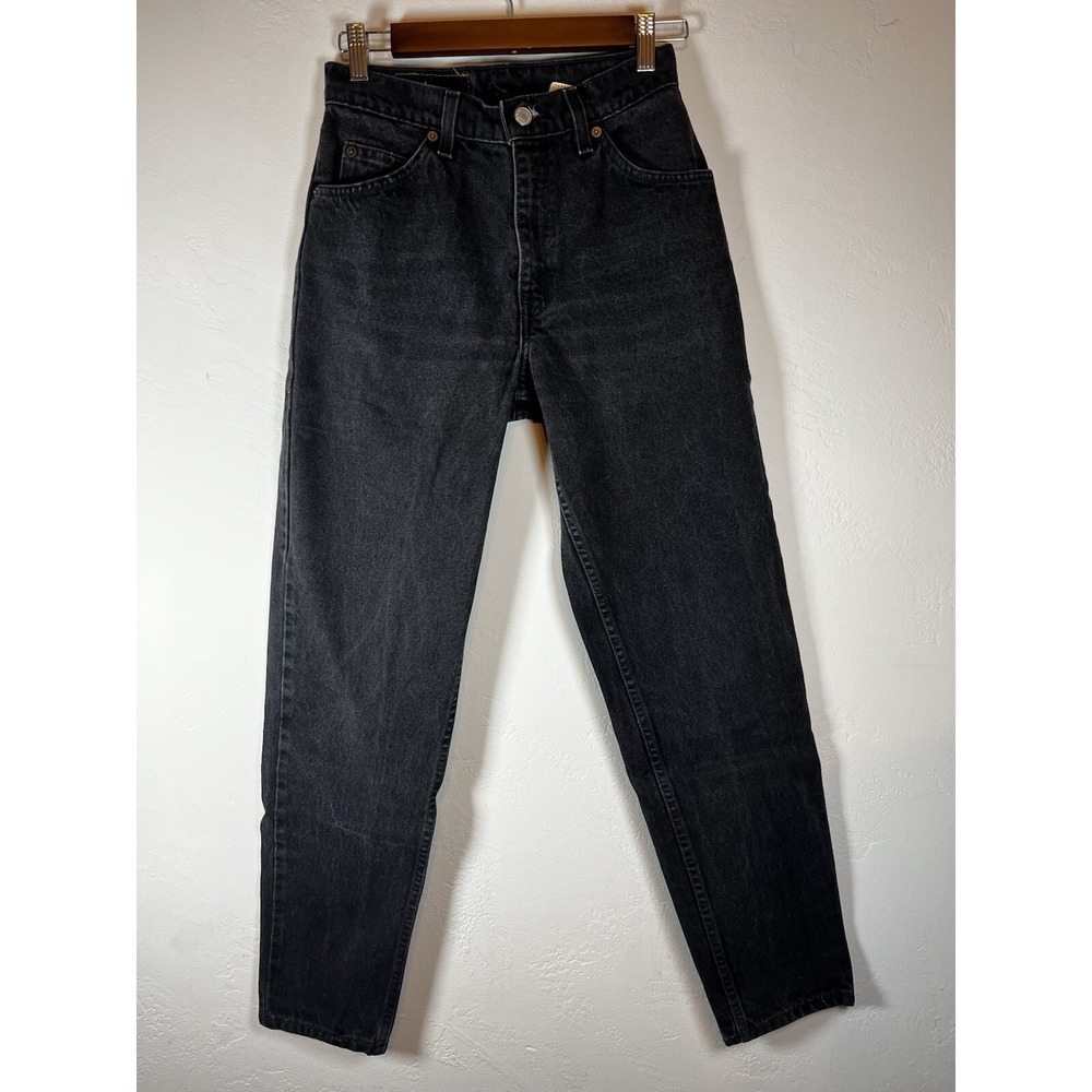 VTG Levis 509 Jeans Womens 7 Black Tapered Made in USA R Orange Tab Denim